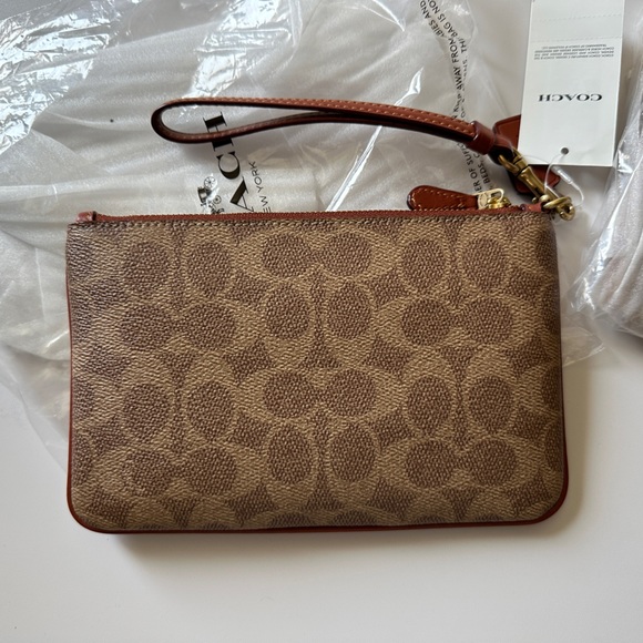 🆕 Coach Wristlet Brand New Rust Brown Small Cute Logo Print Authentic - Picture 7 of 11